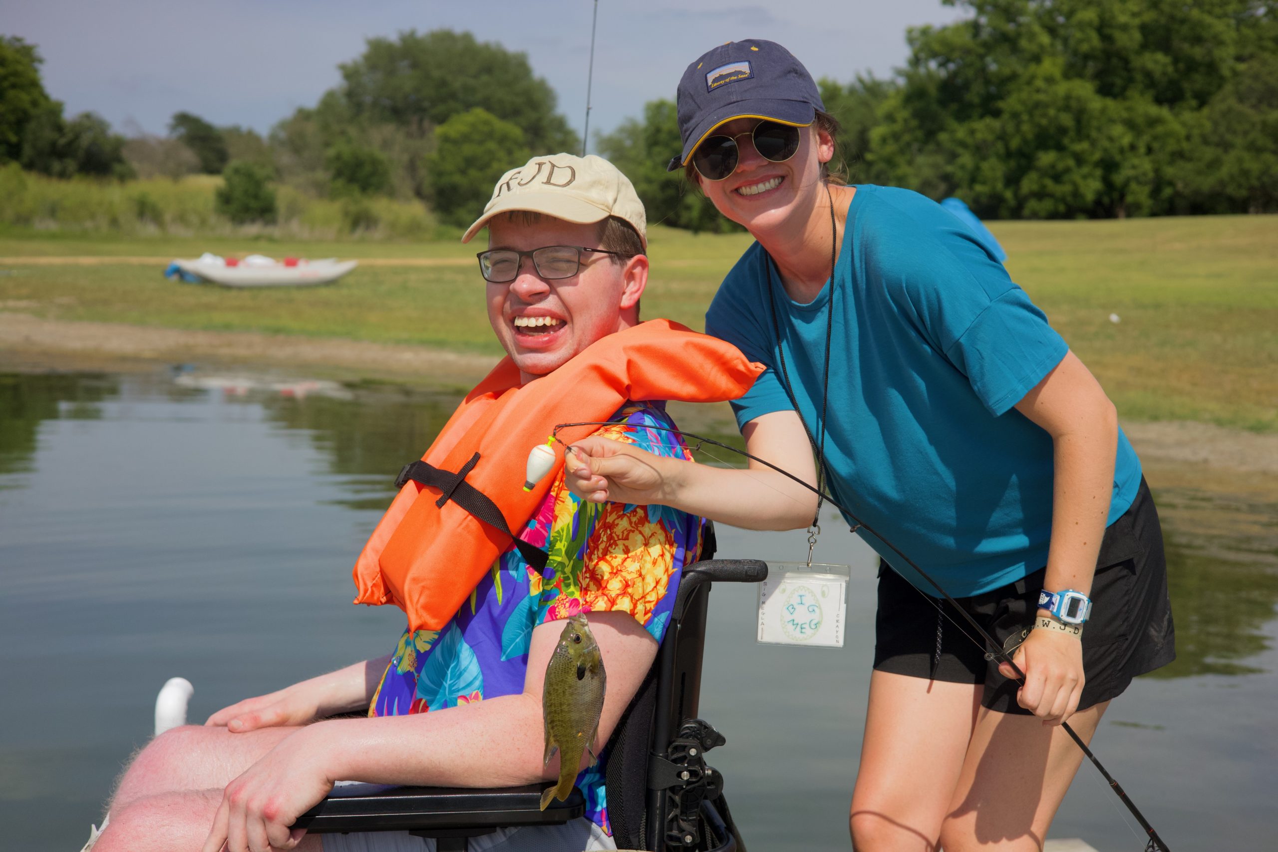 ***staff, camper, adult week, adult male camper, fishing, fish, Summer, June 8, 2022